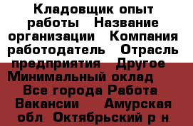 Кладовщик опыт работы › Название организации ­ Компания-работодатель › Отрасль предприятия ­ Другое › Минимальный оклад ­ 1 - Все города Работа » Вакансии   . Амурская обл.,Октябрьский р-н